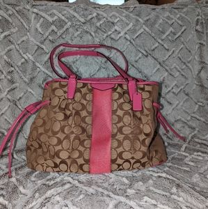 Coach signature shoulder bag pink/beige